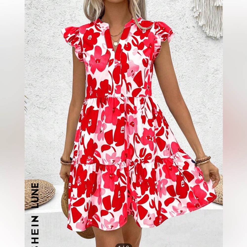 Red Floral Women's Dress